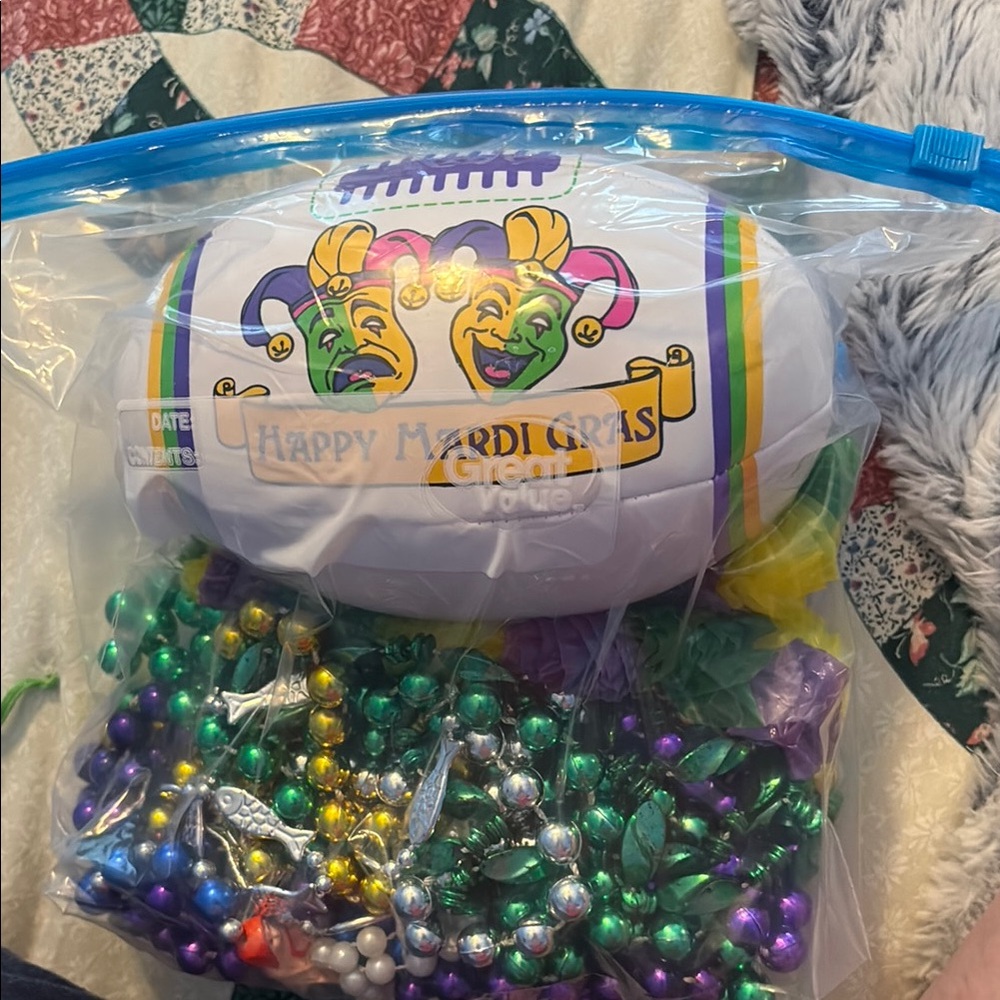 Mardi Gras Beads and football